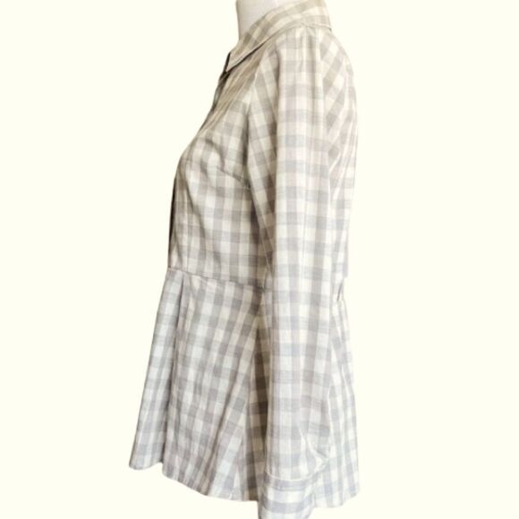 Anthropologie 11.1.Tylho gray and white checked blouse size small - Picture 3 of 8